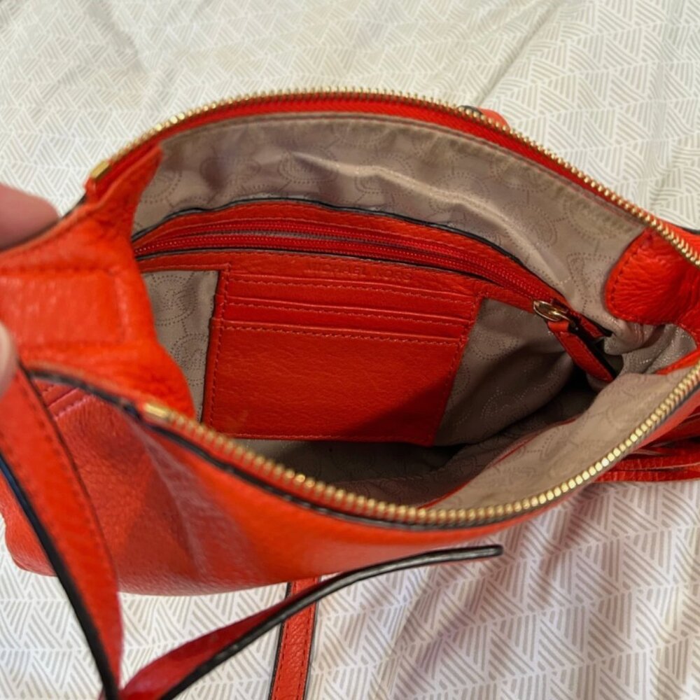 Michael Kors Crossbody Bag Purse Leather Tassel Red/Orange